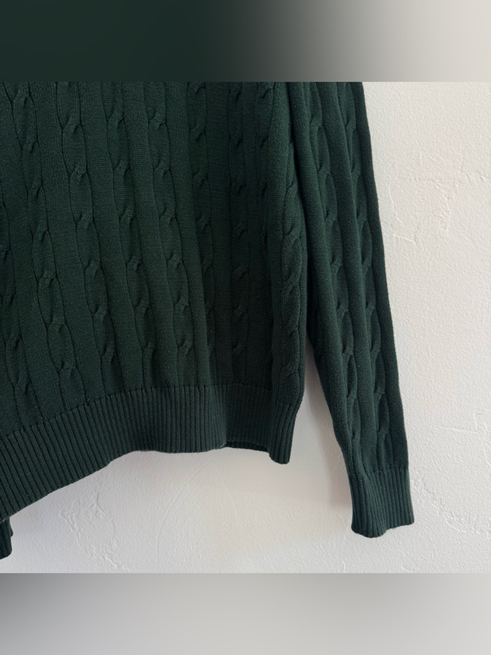 Brooks Brothers Country Club Tennis Sweater Green White Egyptian Cotton Cable - Picture 6 of 10